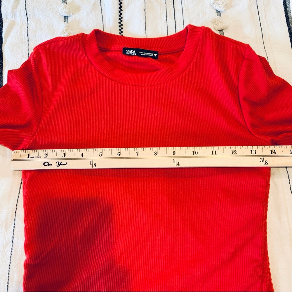 Zara Ribbed Long-sleeves Top In Red - Picture 6 of 9